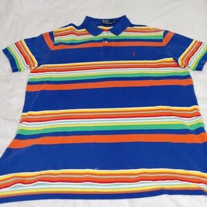 Vintage 90s Polo Ralph Lauren Men’s XXL Rugby Stripe Polo Shirt Multicolor